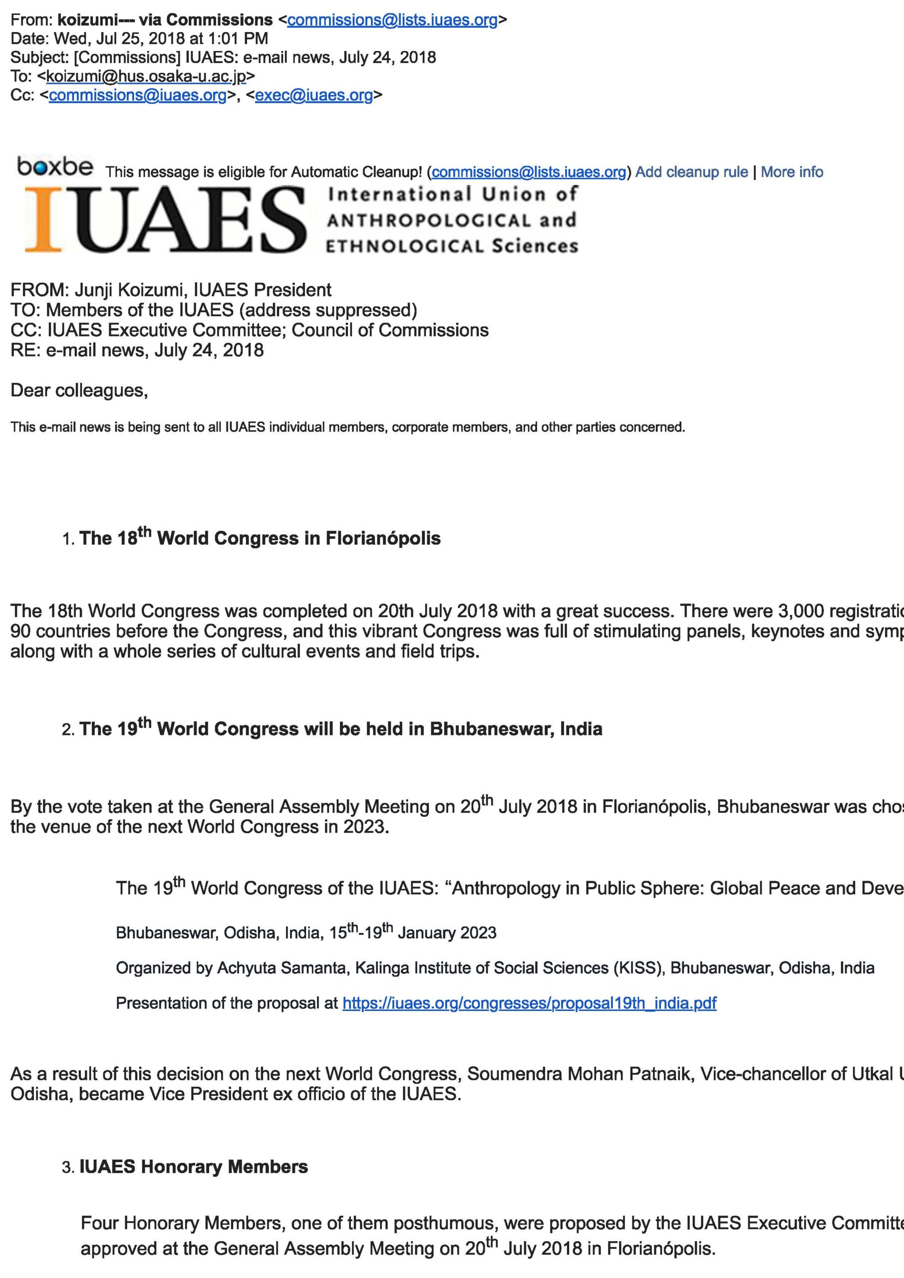 General Body Resolution of IUAES